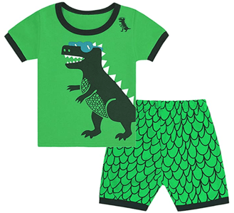 Recalled Tkala Fashion children's pajamas - short sleeves, green dinosaur print
