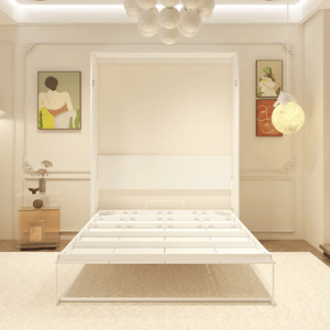FUFU&GAGA White Wood Frame Queen Size Murphy Wall Bed (unfolded)