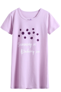 Recalled Booph children's nightgown - short sleeves, purple with blueberries