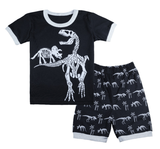 Recalled Tkala Fashion children's pajamas - short sleeves, black and white dinosaur print