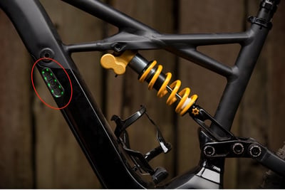 Location of recalled battery pack on Turbo Kenevo FSR electric mountain bike