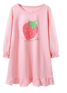Recalled Booph children's nightgown - long sleeves, pink with strawberry