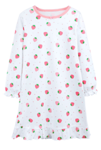 Recalled Booph children's nightgown - long sleeve, white with strawberries