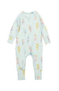 Recalled Loulou Lollipop tight-fitting pajamas - long-sleeves, painterly seahorses print