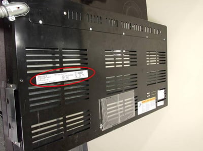 Cooktop serial plate—underside of unit