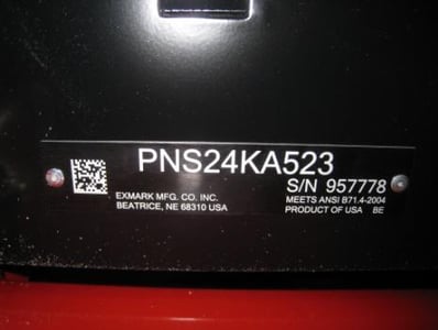 Data plate with Model and Serial numbers