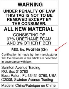 Desk chair warning label