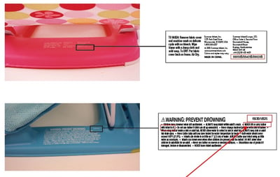 Bathers manufactured since July 2007 include the warning "Never lift or carry the bather with infant in it."