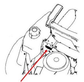 Model and serial number located behind the mower seat
