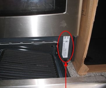 Frigidaire Gas Range label