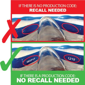 Recalled Santa Cruz Jr. youth snorkeling masks do not have a production code.