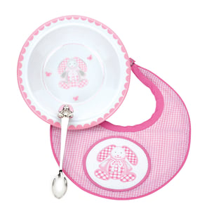 Reed and Barton Gingham Bunny three-piece set