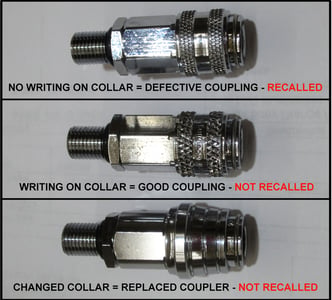 Only the top coupling without any words stamped on the collar are recalled.