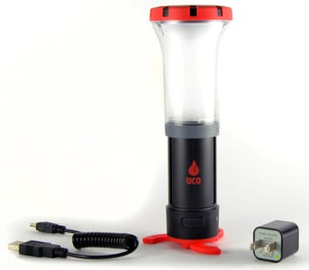 UCO Arka LED Lantern, USB cable, and wall charger