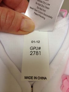 Close-up of GPU number on neck tag