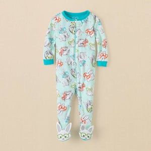 Blue/green bunny footies with bunny feet