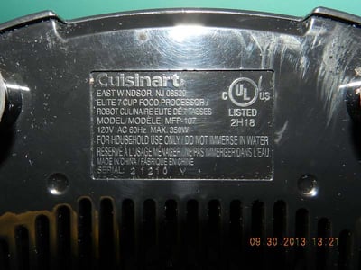 Model number is on base of unit