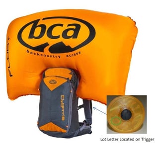 BCA avalanche airbag Float 18 with lot letter location
