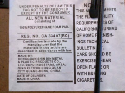 Label on chairs