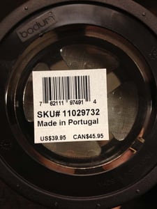 Information on the bottom of the base