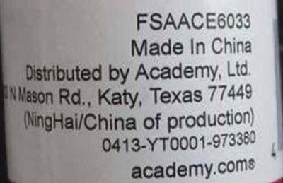 Label on ACE Lucent LED Flashlights