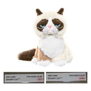 Grumpy Cat 5” Sitting.  Red circle indicates location of batch number on the sewn-in-label.