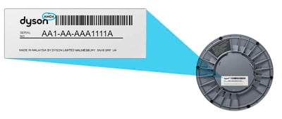 The model number is found above the Dyson logo on the product information sticker on the base.