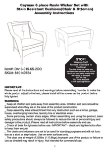 Instructions that show Item # and SKU#
