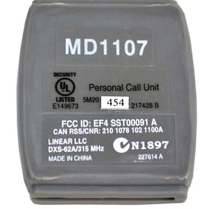 Back view with labeling information