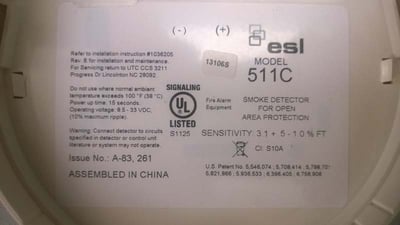 ESL, the date code and model are printed on a label on the back of the detector’s cover.