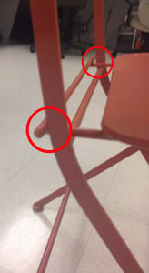 Recalled bistro chair with the seat attached to the frame