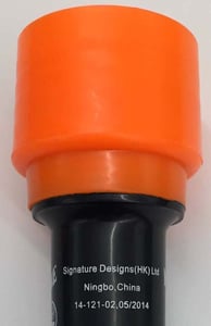 : A label with the manufacturer's name and location, part number and date of manufacture is on the side of the handle opposite the on/off switch.