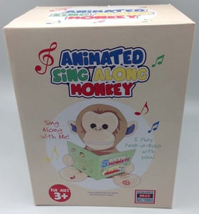 Packaging for the Giggles International Animated Sing-Along Monkey