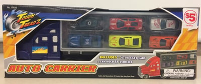 Blue truck with packaging