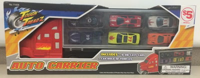 Red truck with packaging