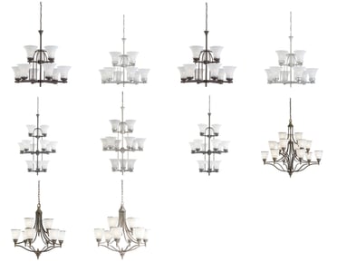10 Versions of recalled Seagull Chandeliers. Please see chart in recall for full images of all lighting involved.