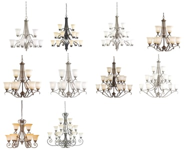 10 Versions of recalled Seagull Chandeliers. Please see chart in recall for full images of all lighting involved.