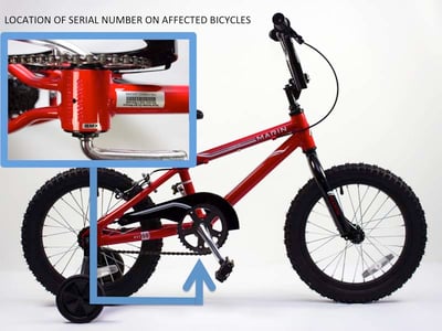 Marin bicycle serial number location on downtube.