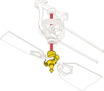 Brewmaster Drawing Indicating in Yellow the Fan Hub.
