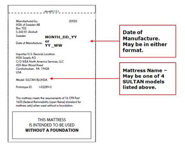 SULTAN mattress label