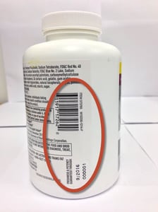 UPC, lot number and expiration date are on the back label