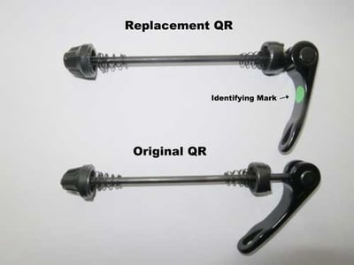 Quick release lever in closed position