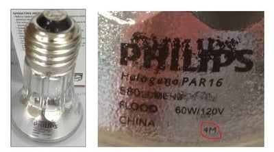 Actual lamp with etch position