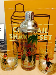 Tommy Bahama Hula Girl Shaker & Glass Set
