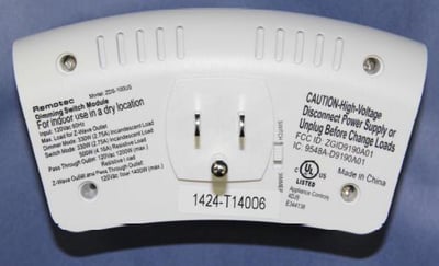 Remotec ZDS-100US model and serial number location