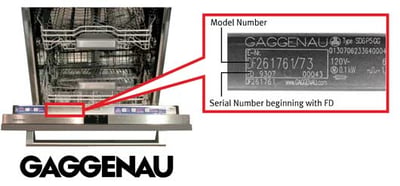 Gaggenau dishwasher model and serial number location
