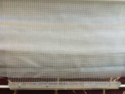 Example of recalled hobble-style Roman shade (back)