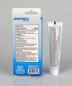 Assured™ Burn Relief Gel (Back)