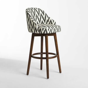 Saddle Bar Stool with Slate Chevron Upholstery