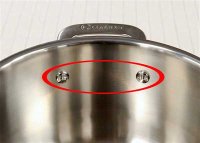 Metal discs covering rivet